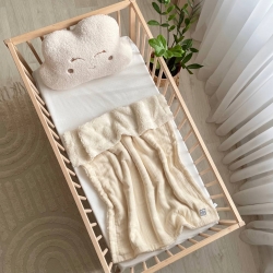 Păturică pentru bebeluși din muselină și blăniță Teddy milky